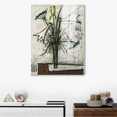 701케이아트-베르나르 뷔페-유리병의 백합 / 캔버스천 우드노프레임 아크릴 판넬그림액자 컨템포라리아트, 1우드노프레임액자