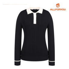 올포유 올포유 모델착장 여성 카라 배색 골조직 니트 ALSPM1231-915