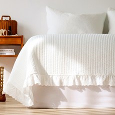 온도 60수 아사 순면 100% 피그먼트 레이스 줄누빔 이불 겸 패드, 화이트