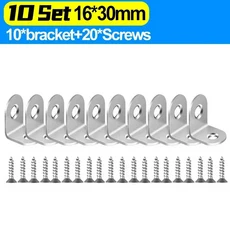 스테인레스 스틸 코너 브래킷 L 직각 커넥터 가구 캐비닛 패스너 버팀대 나사가있는 선반 지원, 04 10 Set-16x30mm