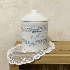 빈티지 버드 세라믹 보관함 보석함 악세사리 소품함, 1개, 앤틱 화이트 블루