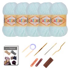 마마니트 벨루토실 5볼 목도리 DIY 세트, 1세트, 파스텔민트