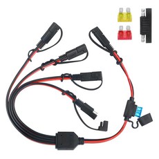PAEKQ 14AWG SAE 커넥터 스플리터 전력 자동차 커넥터 케이블 Y 스플리터 1 4방향 SAE 어댑터 케이블 RV용 퓨즈, 14AWG with Fuse