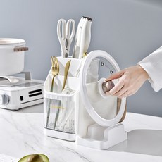 주방 다용도 수저통 수납선반 도마 냄비뚜껑 포함, 그레이, 1개