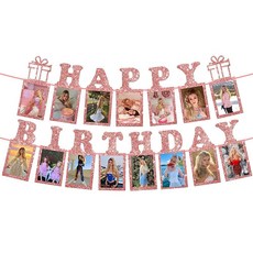 KatchOn 글리터 로즈 골드 생일 축하 배너 - 빅 3m(10피트) 사전 조립 | 달콤한 16개의 파티 장식을 위한 생일 축하 사진 배너 | 생일 축하 장식을 위한 로즈, KatchOn, 글리터 로즈 골드 생일 축하 배너 -, Glitter Rose Gold