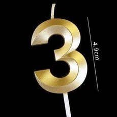 골드 숫자 생일 캔들 케이크 파티 디저트 장식 선물, 1개, 오페라 타워 캔들 3 10개