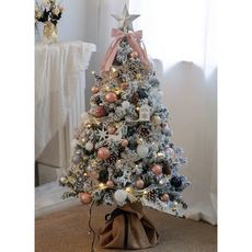 150公分粉色噴雪聖誕樹含燈串工具組，男粉色系聖誕樹，適用於大廳、商業場所聖誕節裝飾, 1個, NA