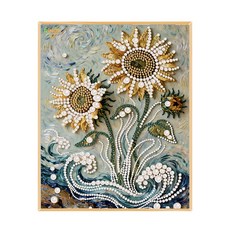 리노아 DIY 진주아트 캔버스 세트 아트토이 수공예 인테리어 그림 선물, 1개, 01별빛 해바라기