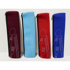 餐具組 餐具袋 不鏽鋼湯匙組 (316叉子 304湯匙 多款吸管) 環保餐具收納袋, 1個, 實放23.5cm收納袋硃砂紅色, 硃砂紅色