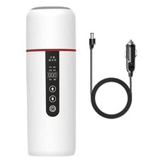 차량용 휴대용 500ml 전기포트 온도조절 전기주전자 - 12V/24V 여행용 스테인리스 보온 OLED 디스플레이(1), White