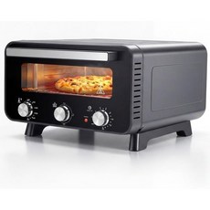 스위트크리스피 실내용 전기 피자 오븐 1600W 750°F 고온 조리 가능 (피자 스톤 및 스패튤라 포함) 가정용 오븐, Black-Mechanical, 17"D x 21"W x 12"H