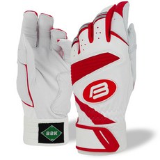 BBK 유소년 성인 야구 배팅장갑 BG101 (화이트+레드), 1개, 화이트+레드