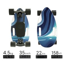 경량 전동 스케이트보드 36V 롱보드 전기 입문 취미 24V 보드, 1개, 듀얼 구동 22km 미스트 블루