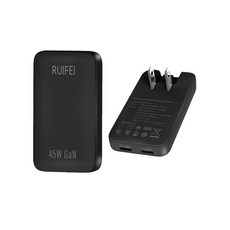45W 플랫 USB C 충전기 블록 PD 3.0 및 GaN 여행용 접이식 플러그가 있는 2포트 벽 충전기 아이폰 17/16 아이패드 에어 갤럭시 S24/S23용 초고속, 블랙-2C