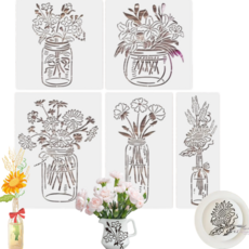 제고비 DIY 스텐실 도안 자연친화(나비/ 들꽃/장미꽃/플라워 화병/식물/유칼립투스/생명의 나무)택1, 1세트