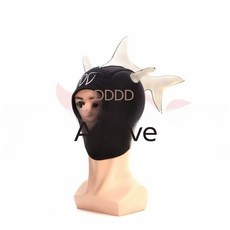 모자 프리다이빙 캐릭터 서핑 귀여운 잠수모 잠수복 번개 만화 프리사이즈, 오프화이트핀샤크