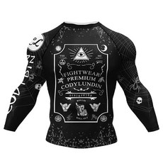 ORBU 컴프레션 웨어 멘즈 헬스장 근육 트레이닝 긴팔 프린트 무늬 이너 파워 스트레치 언더 셔츠 흡한 속건 통기 트레이닝복 봄 여름 가을 겨울 스포츠웨어 블랙 2 영자-XL