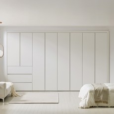 [보루네오] 붙박이장 슬라이딩 여닫이 미닫이 안방 가구 맞춤시공 제작 9자 10자 11자 12자 13자, 05.네오3단서랍여닫이_크림화이트