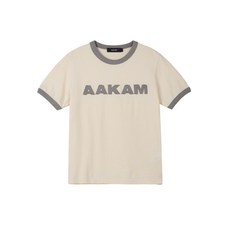 [아캄] Logo Patch Ringer Top (Cream-Gray)