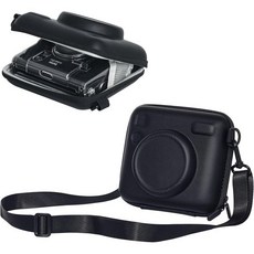 CAIYOULE Fujifilm Instax Wide EVO 카메라용 보호 투명 케이스 액세서리: 렌즈 캡 조절 가능한 스트랩 자석 사진 프레임 앨범 스크린 및 필름(, Hard Shell Black