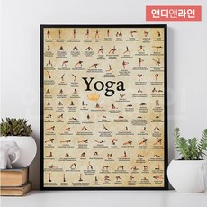 앤디앤라인 아쉬탕가 요가 스트레칭 홈트레이닝 자세 포즈 그림 연습 차트 캔버스 포스터, 40x60cm_옵션