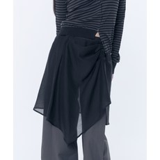 [미세키서울] Button layered wrap skirt BLACK