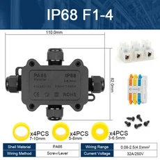 F1 F2 F3 IP68 방수 접속함 전선 및 케이블 커넥터 터미널 박스 배선 액세서리용 32A 250V, 07 F1-4