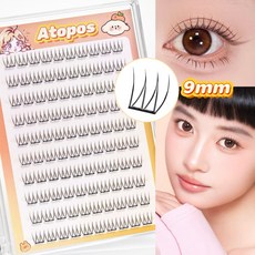 아토포스 노글루 속눈썹 초경량 극세사 U형 9mm 내추럴 셀프연장 100모, 1개, 블랙