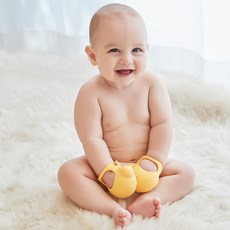 심통 실리콘100% 국민 손목 고정형 양손 2개 세트 아기 글러브 치발기 (보관케이스별도구매), 레몬옐로우, 1세트