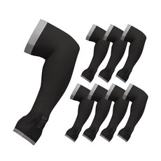 ECOLIZ 無縫條紋手背涼感袖套 8雙組, 黑色