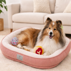 강아지 방석 침대 대형 중형 노령견 슬개골 보호 쿠션 고양이 겸용 애견 푹신한 반려동물 집 방석, 로즈 브라운, 1개