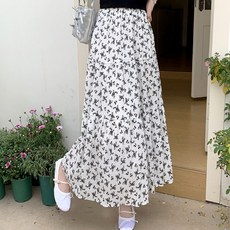 스토리원 WM-SSSK027 여성 쉬폰 플라워 롱스커트 치마