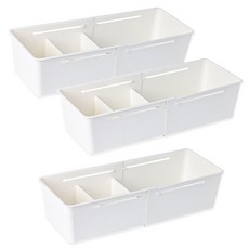 맞춤 길이조절 속옷 양말 정리함 주방 서랍 칸막이 수납함, 3개, white
