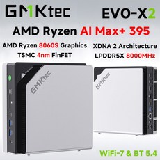 GMKtec EVO-X2 AI 미니 PC AMD Ryzen Al Max+ 395 128GB LPDDR5X 8000MHz 16GB8 M2 2280 SSD WIFI7 BT54 US, 01 EVO-X2, 01 미국, 05 LPDDR5X 64GB 4TB, 16GB