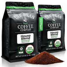 The Bean Coffee Company 디카페인 르 원두 다크 프렌치 로스트 홀빈 453g 2개입 161695, 하우스 블렌드, 미디엄 로스트, 16 Ounce (Pack of 2)