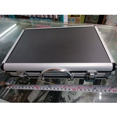 鋁製工具箱 附波浪海綿內襯 安全鎖設計 輕巧便攜 多功能收納箱, 銀黑, 1個