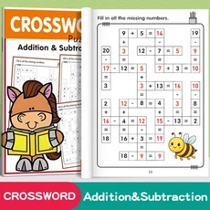 32페 크로스워드 퍼즐 덧셈 뺄셈 수학 워크북 38세용, 1pcs book