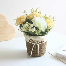 조화장식 프리티플 카네이션 조화 화분 옐로우 꽃 소품장식, 없음