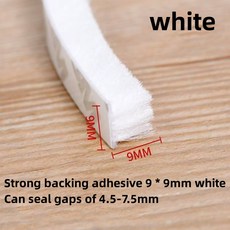 3 미터 브러시 스트립 자체 접착 도어 창 씰링 스트립 홈 도어 창 방음 씰 필름 도어 Swal 날씨 스트립, 03 5M, 9x9 white