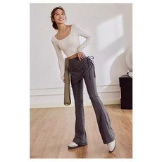 假兩件高腰提臀緊身喇叭瑜伽褲 普拉提運動健身褲