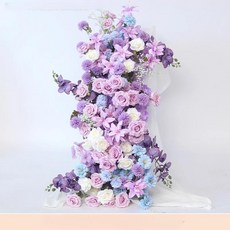 인조 장미 조화 결혼식 생화같은 인테리어 꽃다발 라넌큘러스 성묘 꽃장식 센터피스, 타로 밀크 퍼플 1m