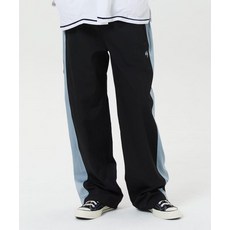 [와이케이] 라인 컬러블록 와이드 트랙팬츠 블랙