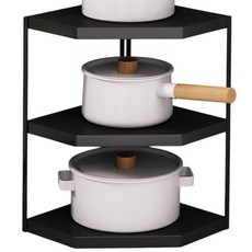 아이위크 주방 욕실 거실 틈새 모서리 선반 삼각 벽면 코너 사이드 선반, 블랙, 3단