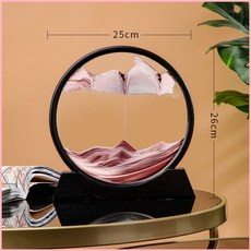 輕奢3D流沙畫擺件 創意生日禮品 解壓藝術沙漏 家居裝飾品, 黑框咖鋼化玻璃,7寸+彩盒 破損包賠