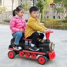 전동 기차 어린이 증기 기관차 놀이 키즈 철도 트랙, 듀얼 드라이브, 빨간색 전면+12A 배터리 수명 4시간