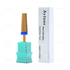 HYTOOS 5 in 1 네일 드릴 비트 16mm 티타늄 플랫 탑 테이퍼 카바이드 제거 젤 도구 전기 파일 액세서리, 01 M - Titanium, 01 M - Titanium