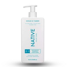 Native - 2-in-1 샴푸 & 컨디셔너 오션 & 목재 - 천연 유래 성분 함유 | 모든 모발 - 실리콘 황산염 및 파라벤 프리 - 풍성하고 두꺼움 - 16.5 FLOz, 1