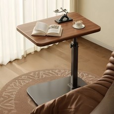 테이블 360도 회전형 이동식 미니 높이 조절 쇼파 침대 이동식 책상, 우드-DM493