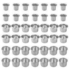 42pcs 알루미늄 촛대 컵 미니 알루미늄 캔들 컵 웨딩 파티 발렌타인데이 추수감사절 생일 크리스마스 적용(3개 사이즈 실버)