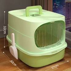 全封閉式貓砂盆 超大空間 防臭防濺設計, 50*37*32抹茶色【送鏟子+炭包】, 1個